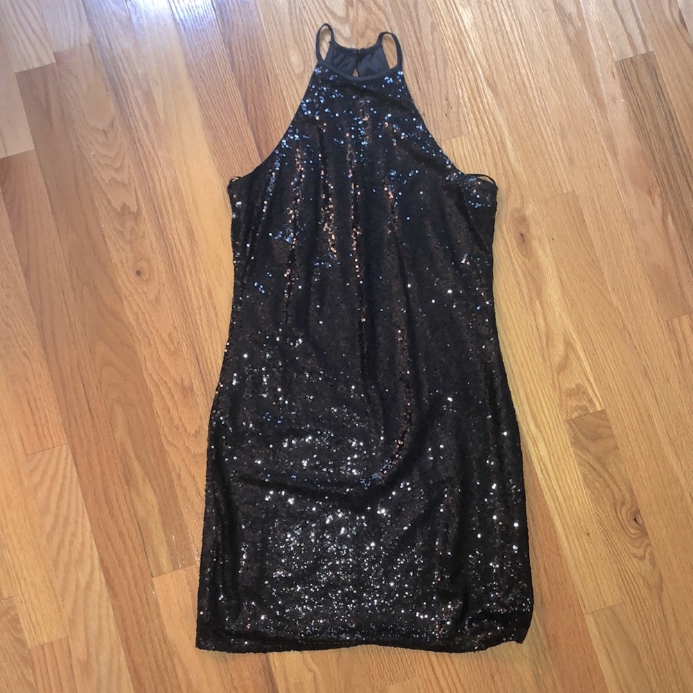 High neck sequined dress
